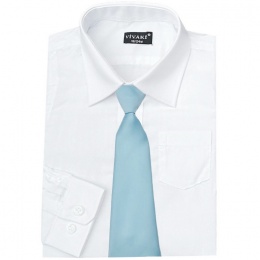 Boys White Formal Shirt & Sky Blue Tie